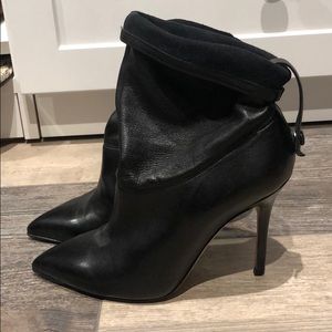 Brian Atwood Black Pointed Toe Booties 36.5